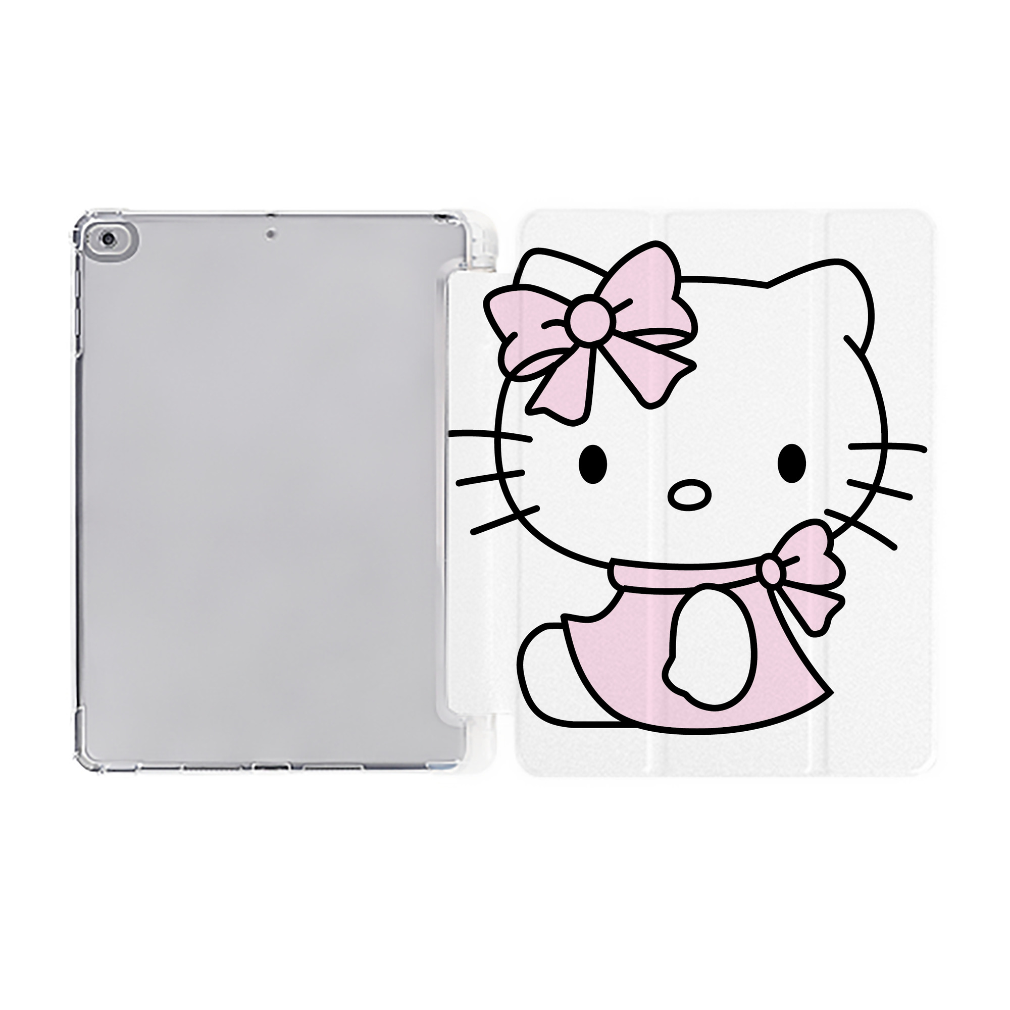 （画像用） Hello Kitty ハローキティ IPad ケース ペン収納付き 三つ折りスタンド PUレザー×シリコン 対応機種9.5/10.5/10.9インチ